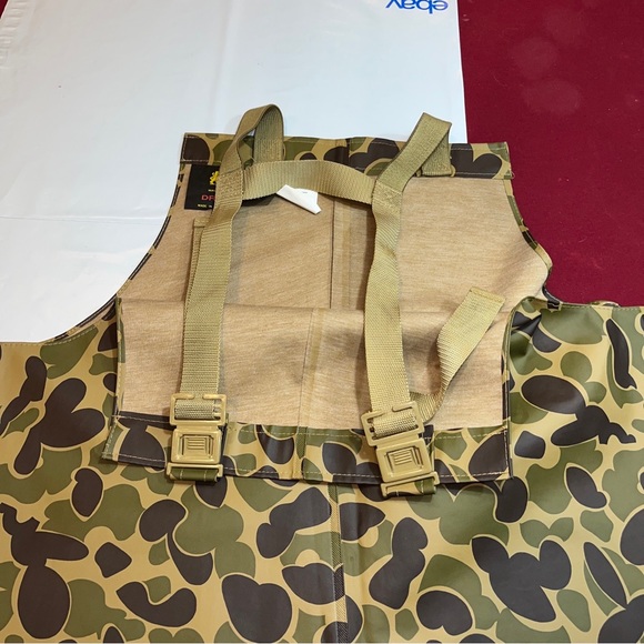 STEARNS CAMO WADERS DRY WEAR PVC WATERPROOF TAN Suspender Pants OVERALLS men LRG - Picture 16 of 16